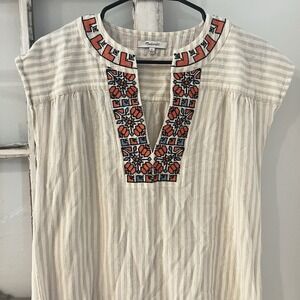 Madewell‎ Embroidered Belize Stripe Cover-Up Tunic Dress Size Small